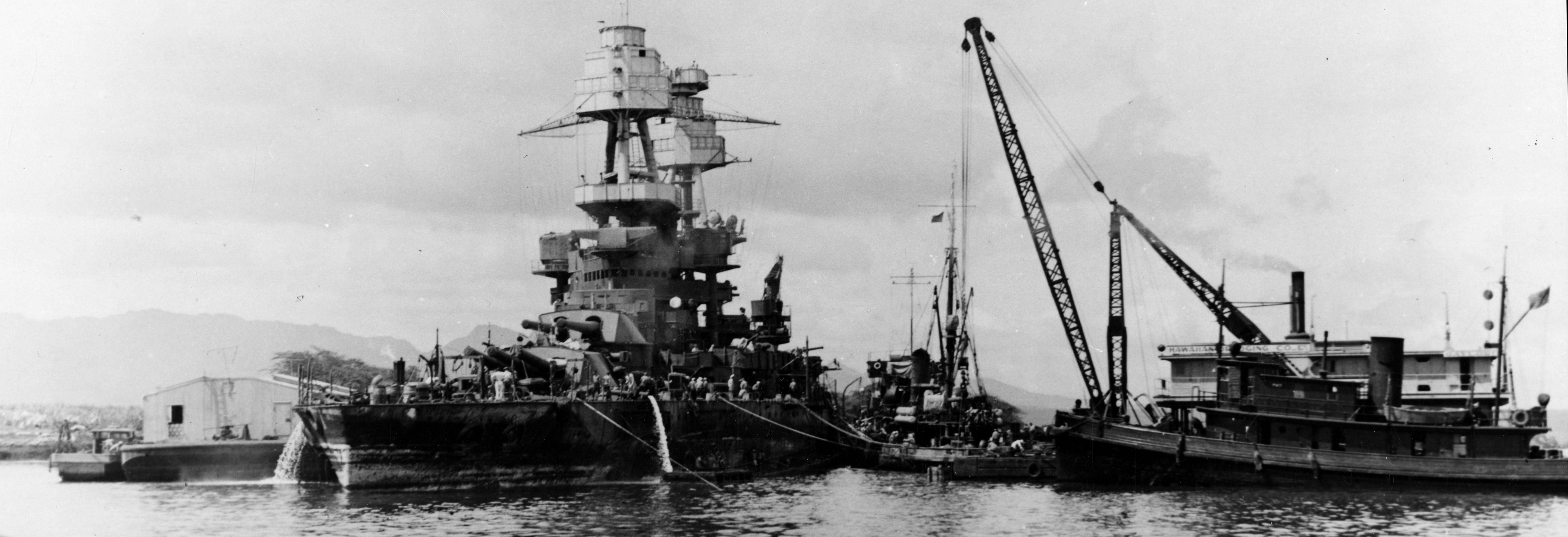 USS nevada entering dry dock