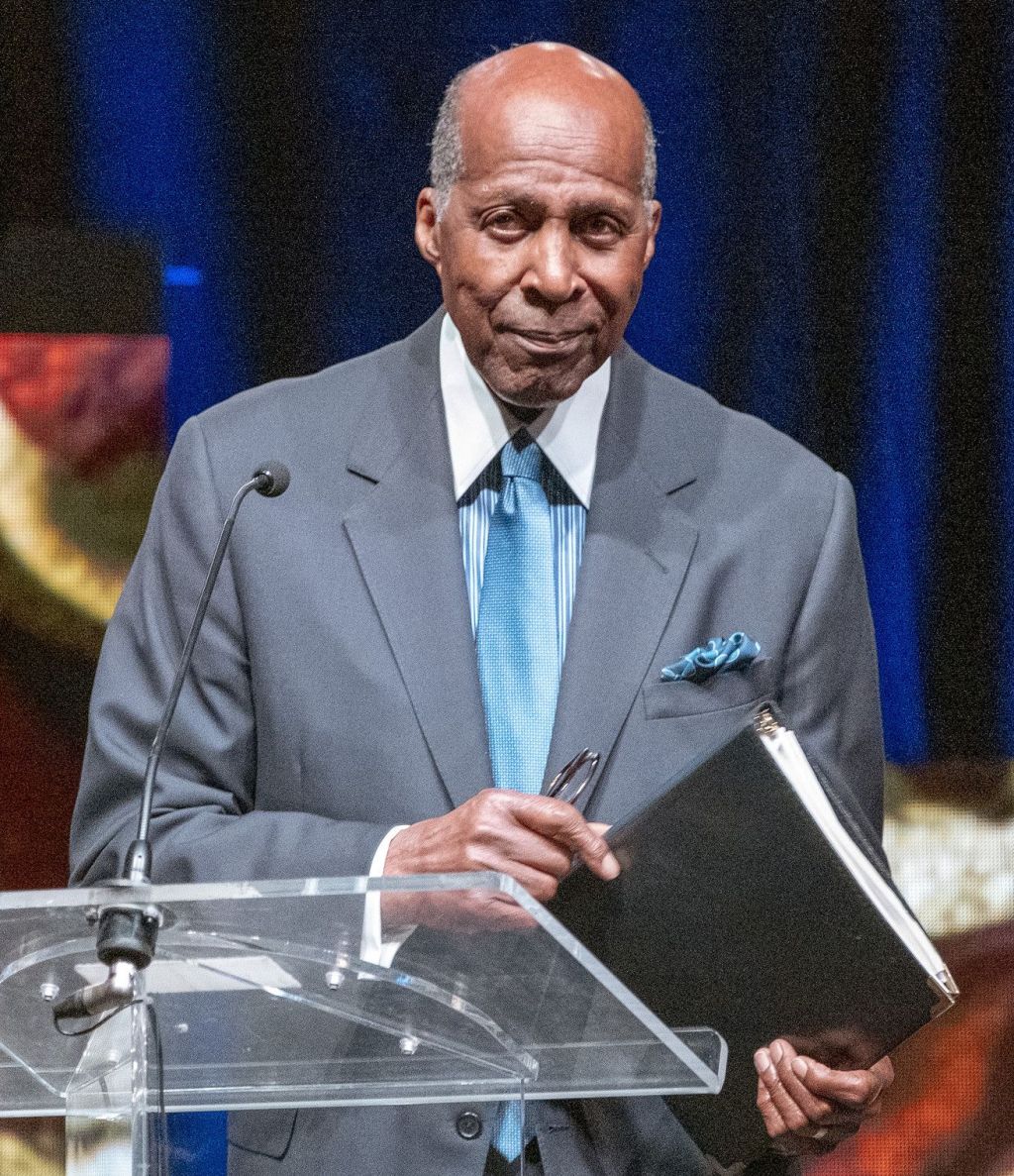 Civil rights activist and businessman Vernon E. Jordan Jr. spoke at the LBJ Presidential Library in 2019. LBJ Library photo by Ralph Barrera.