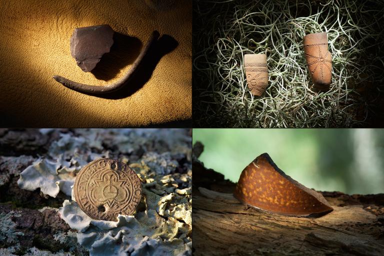 Artifacts recovered at Hatteras include a writing slate and pen, 